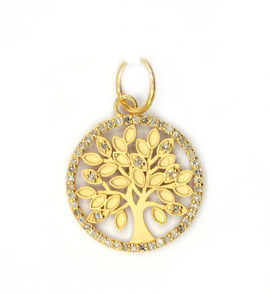 Tree of Life 14k Solid Gold Diamond Pendants.