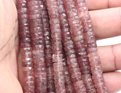 Strawberry quartz Faceted Heshi, Faceted Donut, Faceted Tyre