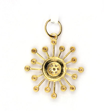 Sun Burst 14k Solid Gold Diamond Pendants.