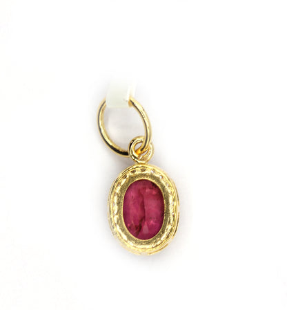 Oval 14k Solid Gold Diamond Pendants With Pink Tourmaline
