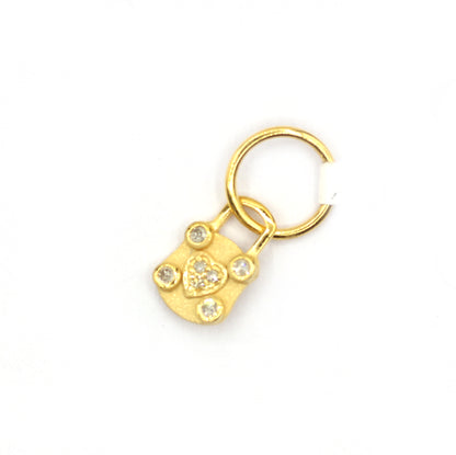 Lock 14k Solid Gold Diamond Pendants