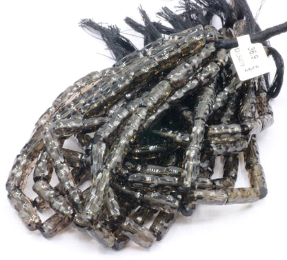 Smoky quartz Faceted Tube Beads