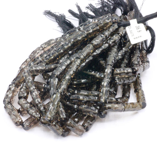 Smoky quartz Faceted Tube Beads