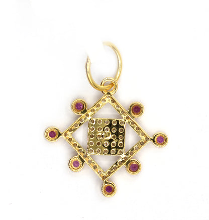 Square 14k Solid Gold Diamond Pendants.