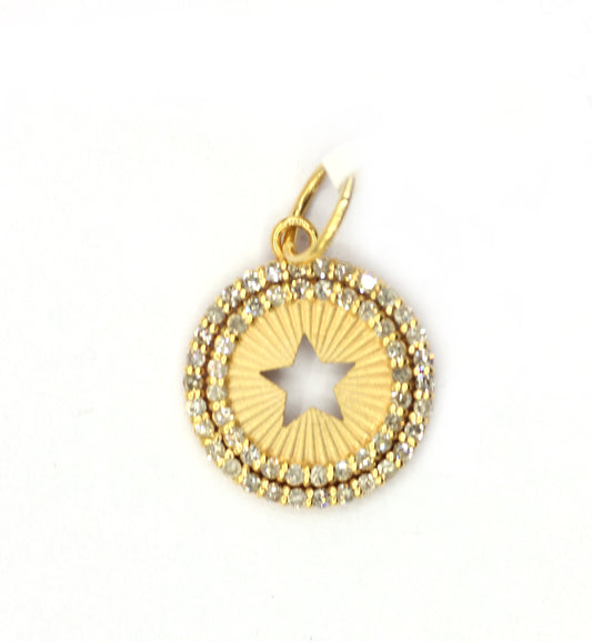 Round Star 14k Solid Gold Diamond Pendants.