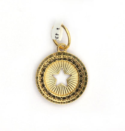 Round Star 14k Solid Gold Diamond Pendants.