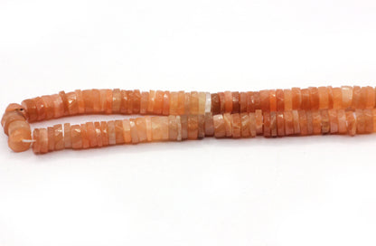 Peach Moonstone Faceted Heshi, Faceted Donut, Faceted Tyre
