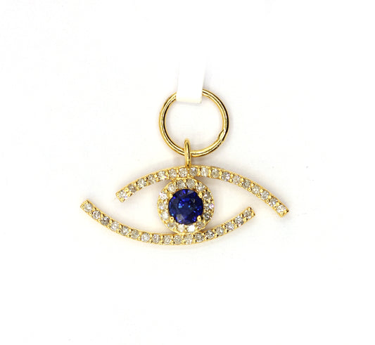 Evil Eye 14k Solid Gold Diamond Pendants.