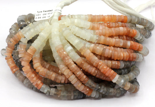 Multi Moonstone Faceted Heshi, Faceted Donut, Faceted Tyre