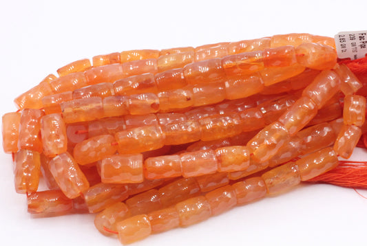 Carnelian Faceted Tube Beads.