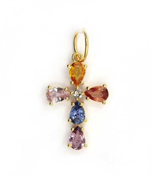 Cross 14k Solid Gold Diamond Pendants.