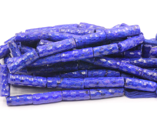 Lapis lazuli Faceted Tube Beads.