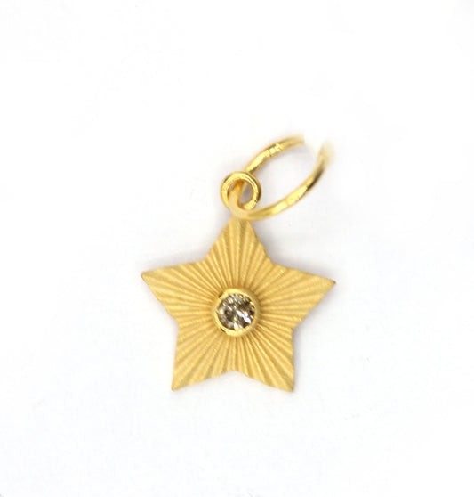 Star 14k Solid Gold Diamond Pendants.