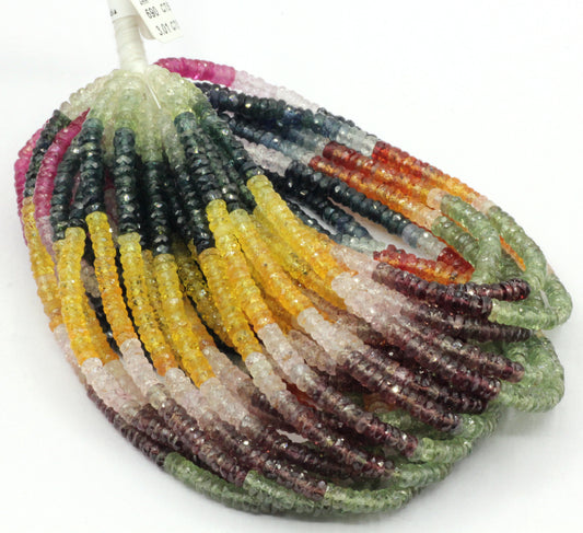 Multi Sapphire Faceted Heshi, Faceted Donut, Faceted Tyre