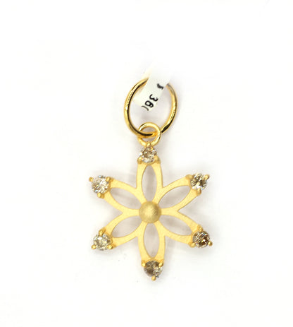 Flower 14k Solid Gold Diamond Pendants.