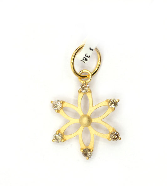 Flower 14k Solid Gold Diamond Pendants.