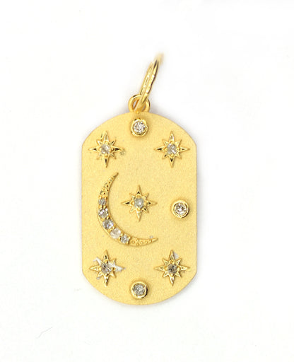 Dog Tag 14k Solid Gold Diamond Pendants.