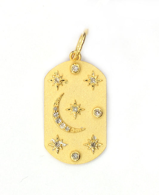 Dog Tag 14k Solid Gold Diamond Pendants.
