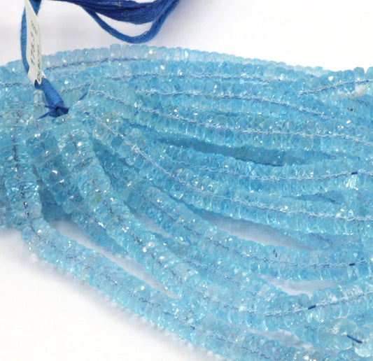 Blue Topaz Faceted Heshi, Faceted Donut, Faceted Tyre