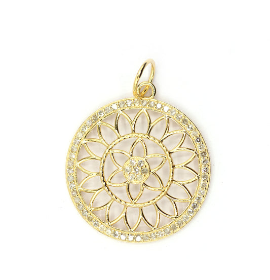 Round 14k Solid Gold Diamond Pendants.