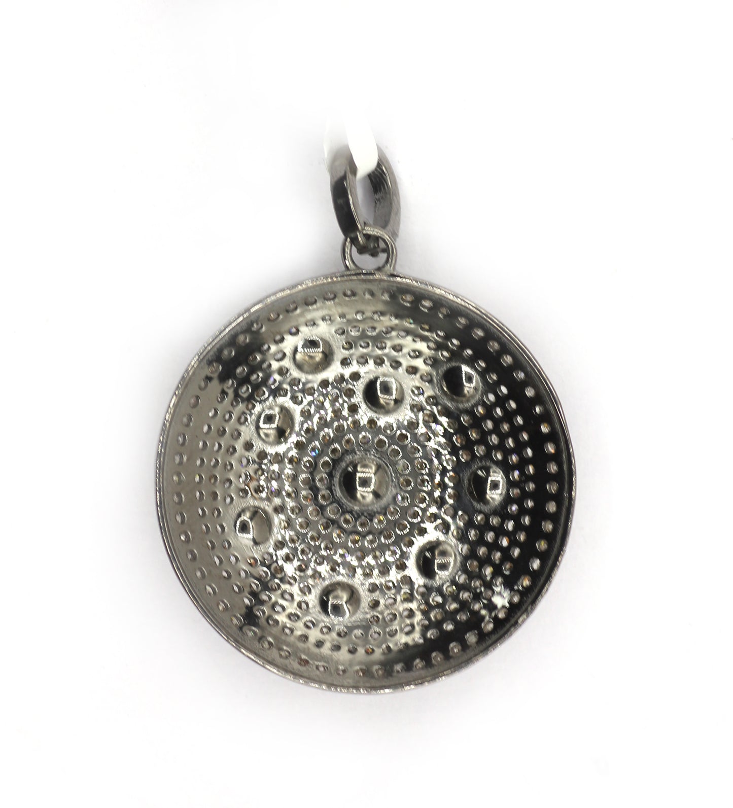 Round Silver Pave Diamond Pendant