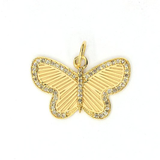 Butterfly 14k Solid Gold Diamond Pendants.