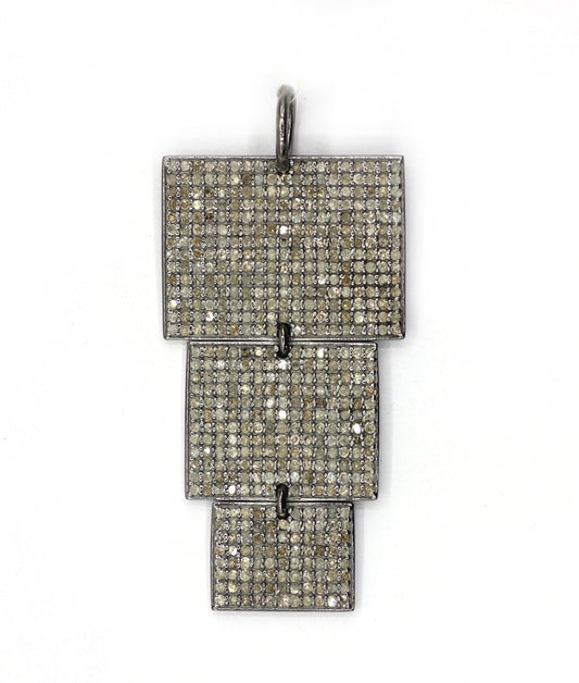Rectangle Silver Pave Diamond Pendant