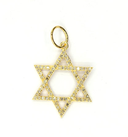 Star 14k Solid Gold Diamond Pendants.