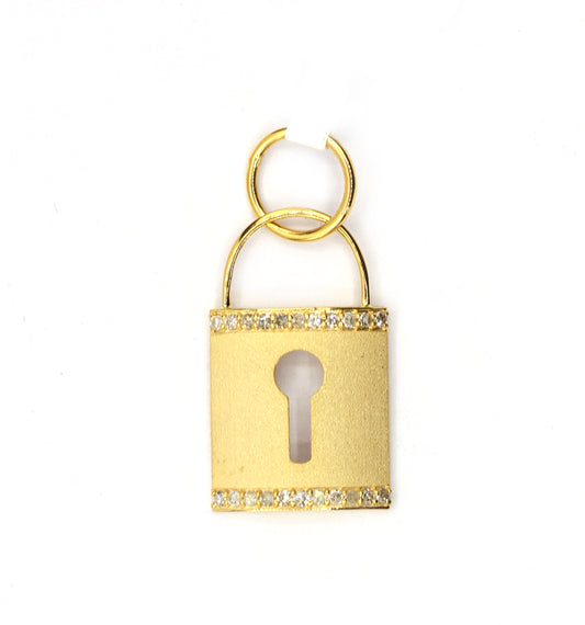 Lock 14k Solid Gold Diamond Pendants