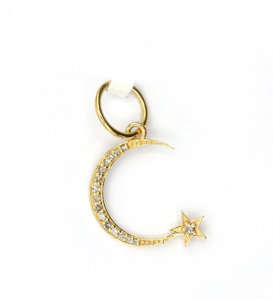 Moon 14k Solid Gold Diamond Pendants.