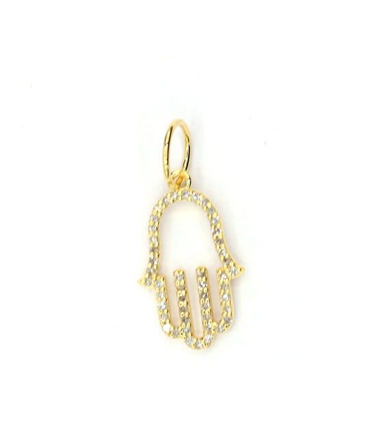 Hamsa Hand 14k Solid Gold Diamond Pendants.