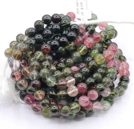 Multi tourmaline round Smooth Bead