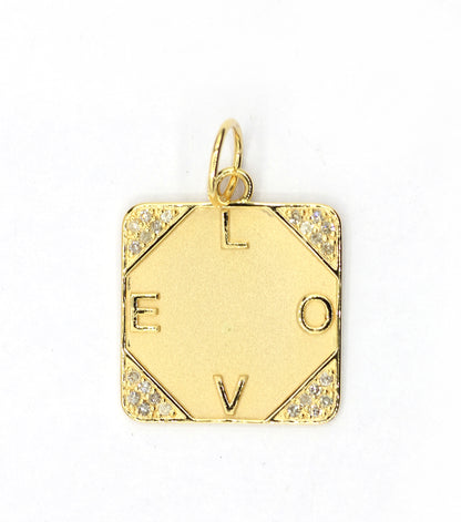 Square Love 14k Solid Gold Diamond Pendants.