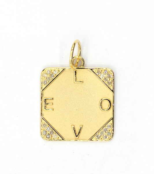 Square Love 14k Solid Gold Diamond Pendants.