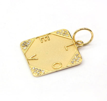 Square Love 14k Solid Gold Diamond Pendants.
