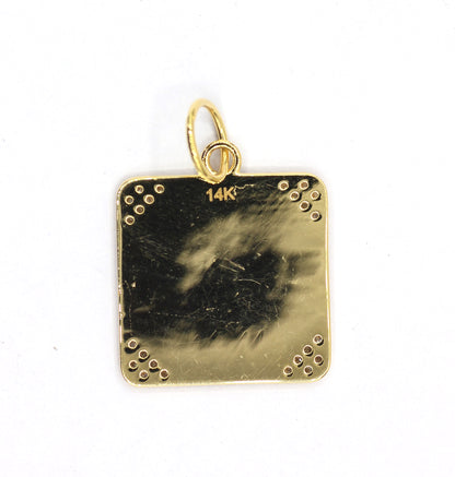 Square Love 14k Solid Gold Diamond Pendants.