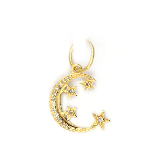 Moon 14k Solid Gold Diamond Pendants.