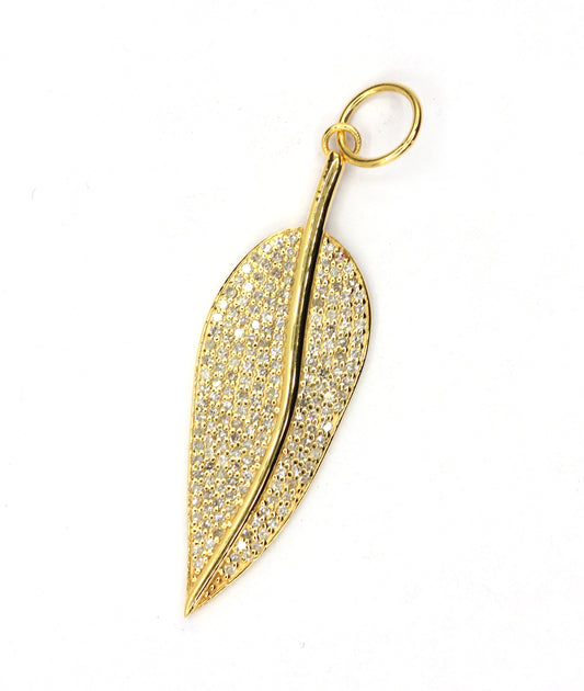 Leaf 14k Solid Gold Diamond Pendants.