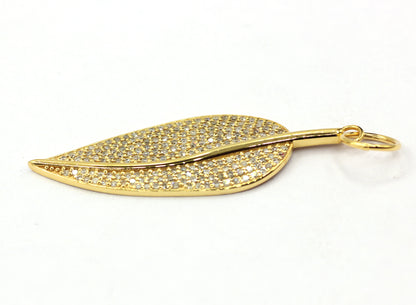 Leaf 14k Solid Gold Diamond Pendants.