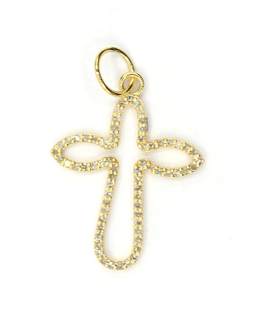 Cross 14k Solid Gold Diamond Pendants.