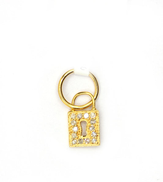 Lock 14k Solid Gold Diamond Pendants.