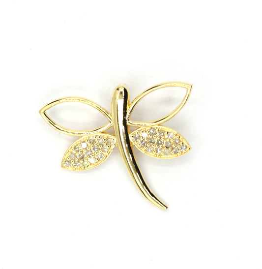 Dragonfly 14k Solid Gold Diamond Pendants.