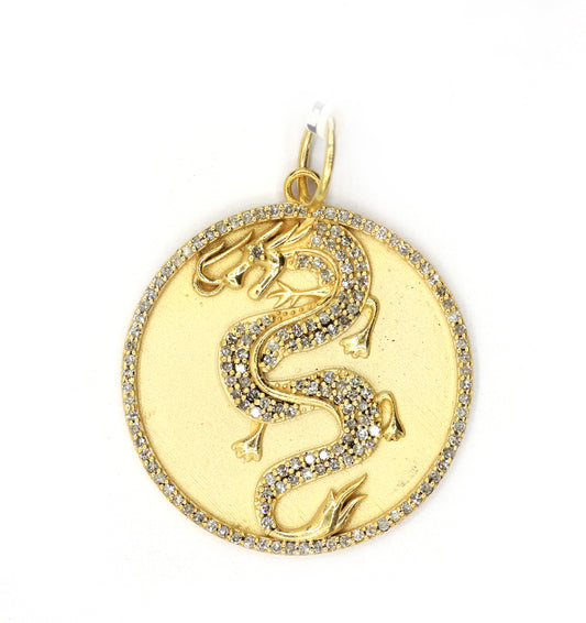 Dragon 14k Solid Gold Diamond Pendants.