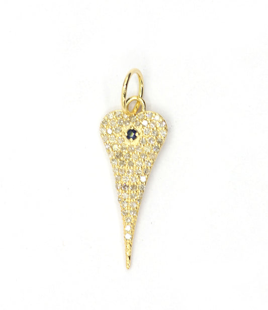 Heart 14k Solid Gold Diamond Pendants.