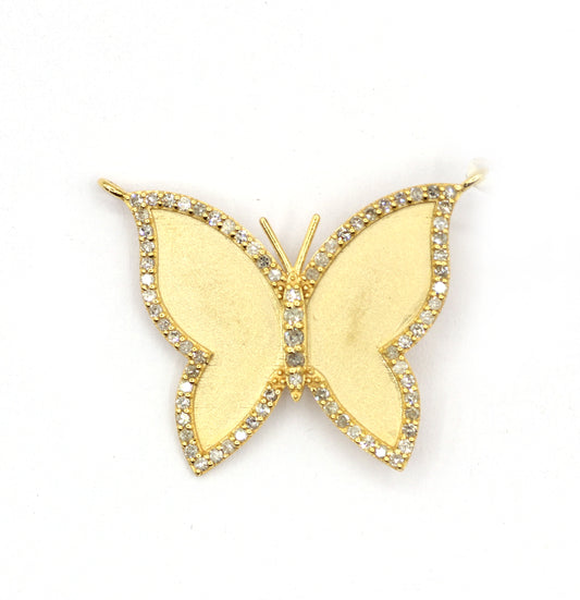 Butterfly 14k Solid Gold Diamond Pendants.