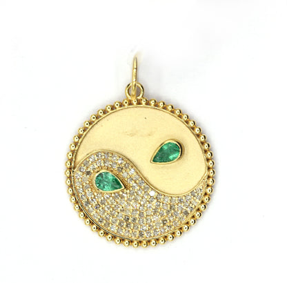 Yin-Yang 14k Solid Gold Diamond Pendants