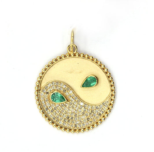 Yin-Yang 14k Solid Gold Diamond Pendants