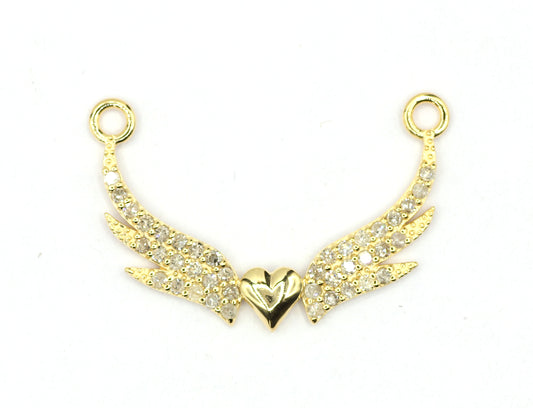 Heart Wings 14k Solid Gold Diamond Pendants
