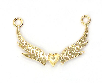 Heart Wings 14k Solid Gold Diamond Pendants