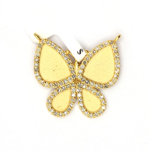 Butterfly 14k Solid Gold Diamond Pendants.